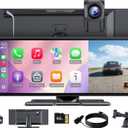 10.26" HD Wireless CarPlay Screen for Carplay & Android Auto Touch Screen,4K Dash Cam,1080P Backup Camera,Mirror Link,Voice Control,GPS,Bluetooth,64G TF,for All Vehicles