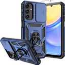 for Galaxy A15 5G Phone Case,Samsung Galaxy A15 5G Case,with Screen Protectors and Camera Cover,[Military Grade] 16ft.Drop Tested Cover with Magnetic Kickstand Protective Case for Samsung A15 5G, Blue