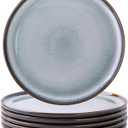 LERATIO Ceramic Dinner Plates Set of 6, 10.5 Inch Reactive Glaze Porcelain Plates, Modern Shape Dinnerware Dishes Set for Kitchen,Microwave&Dishwasher&Oven Safe, Scratch Resistant,Gray/Blue