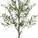 Olive Tree Artificial Indoor, 6 FT Faux Olive Trees with Planter, Fake Tall Plants with Natural Trunk and Lifelike Fruits for Home Office Decor(1, 6FT)