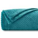 NEWCOSPLAY Super Soft Throw Blanket Dark Blue Premium Silky Flannel Fleece Leaves Pattern Lightweight Bed Blanket All Season Use Dark Blue, Throw(50"x60")