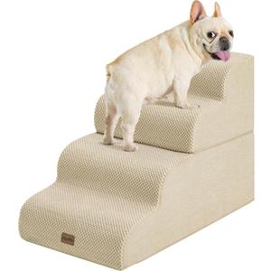 Made4Pets Dog Stairs Ramp for Bed, 4-Step Dog Steps for High Bed Couch Sofa Climbing, 35D Foam Pet Steps for Small Dogs and Cats, Non-Slip Bottom Pet Stairs, Beige (28.3"x15.7"x19.7"H)