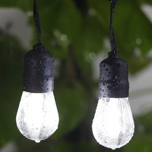 30ft Cool White LED Outdoor String Lights, Waterproof Festoon Light, 10 x Hanging Sockets with Shatterproof Light Bulbs for Backyard Garden Patio Pergola Gazebo Bistro Christmas Tree Wedding Party