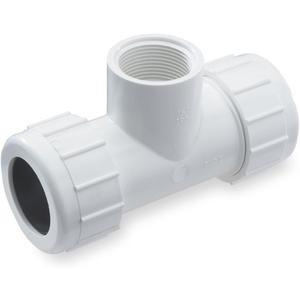 NDS CPT-1500-T PVC Compression Tee, Pipe Connection, Compression Fitting, IPS Slip Tee, 1-1/2-Inch IPS UC X 1-1/2-Inch UC X 1-1/2-Inch FPT, White