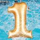Number 0-9 Pool Float 20'' Gold Pool Birthday Party Decoration Large Inflatable Swimming Balloon for Summer Graduation Party Supplies Indoor Outdoor Backdrop Decor (Number 1)