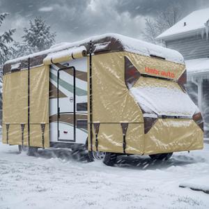Umbrauto Class C RV Cover 26' ~ 29' Upgraded Heavy-Duty 7-Layer Top Class C Motorhome Cover, Windproof & Breathable Toy Hauler Travel Trailer Covers Includes 3 Extra Straps & Gutter Covers