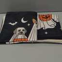 Halloween Pillow Covers 18x18 Inch Set of 2 Black White Dog Ghost Throw Pillows Fall Halloween Home Decorations Pillow Cases Autumn Holiday Linen Outdoor Decor Cushion Case for Couch Sofa