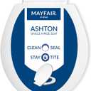 Mayfair Ashton Easy to Clean Single Hinge Toilet Seat, Modern Slow Close Wood Toilet Seat, Made in USA, Round, White