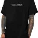 UOUA Mens Graphic Tees Vintage T-Shirts Oversized Letter Print Casual Crewneck Cotton Top Short Sleeve Rapper Streetwear (Black, XXL)