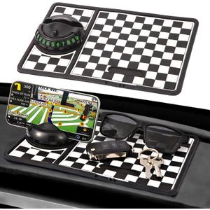 3 x Multifunction Car Anti-Slip Mat, Rotatable Anti Skid Car Dashboard Pad with Temporary Parking Numbe, Universal Car Phone Holder, and Large Pad for Phones Sunglasses Keys Gadgets