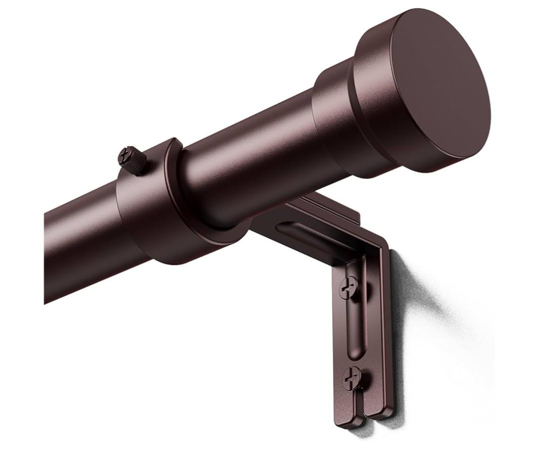 YaFex Curtain Rods 32-144 Inch, Heavy Duty 1 Inch Adjustable Curtain Rod for Windows, Bronze Extra Long Window Treatment Rods, Modern Design, Easy Installation