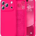 Vooii Magnetic for iPhone 17 Pro Max Case, Compatible with Magsafe (Premium Liquid Silicone) (Integrated Camera Control Button) Full Body Protective Anti-Scratch Microfiber Lining 6.9 inch, Hot Pink