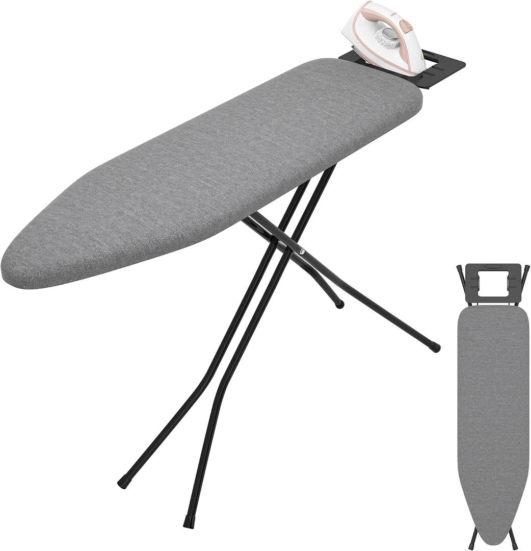 Ironing Board with Stable Iron Rest and 7 Adjustable Heights, 43" 13" Size Iron Board with 4-Layer Heat Resistant Cover and Pad for Home Apartment Laundry, Gray