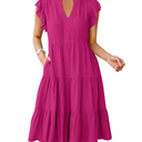 ANRABESS Womens Summer Dress Ruffle Sleeve V Neck Midi Dresses Fashion Casual Fit Flowy Tiered Boho Beach Vacation Sundress Medium