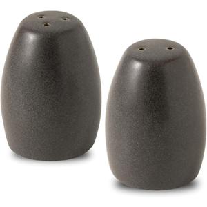 Salt and Pepper Shakers Set, Stoneware Salt Shakers for Kitchen, Restaurant Decor, Farmhouse Spice Shaker for Compact Cooking, Travel, BBQ, Cute Christmas Gift, Matte Black