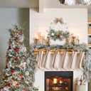 2 x idyllic 16 Inch White Wooden Welcome Wreath for Front Door- Handicraft Frame with Pine Needles Berries Shells Bow Christmas Wreath with Joy Sign Ideal Winter & Spring Decoration for Indoor & Outdoor