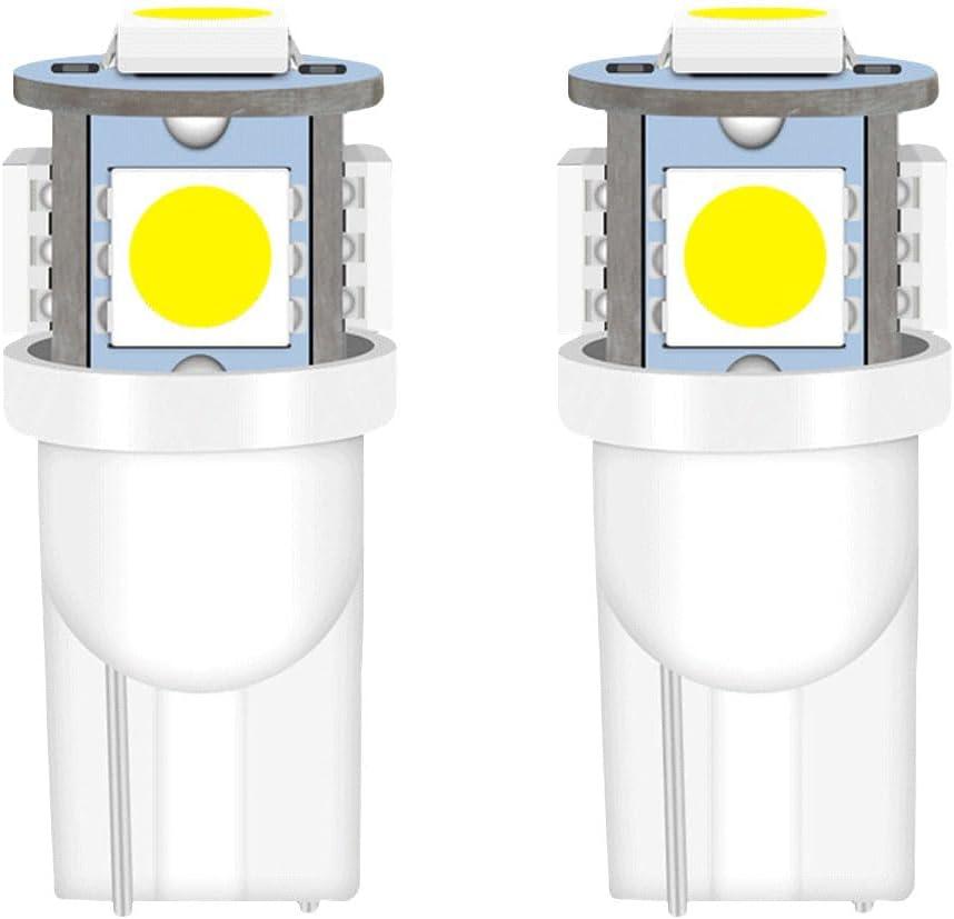 2PCS 194 LED Bulbs Tag Lights for License Plate, Wedge 168 T10 2825 5SMD LED Bulbs 5050 Chips 6000K White, 12V Bulb Replacement for Car Interior Dome Map Door Courtesy License Plate Lights Lamp