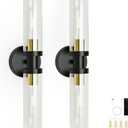 10000mAh Wireless Wall Sconces Set of 2, Rechargeable Battery Operated Wall Lights Remote Control Black & Gold No Hardwired Timer Dimmable Glass Wall Sconce for Living Room Bedroom Entryway, 16.5 Inch