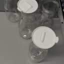 Gejoy 6 Pcs Plastic Water Carafe with Lids 32 oz Clear Juice Pitchers for Mimosa Bar Drinks Milk Iced Tea Beverage Containers for Home Restaurant School Fridge, Not Dishwasher Safe (White Cap)