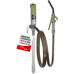 TERA PUMP Next Gen. 2x More Powerful Rechargeable Battery Liquid Transfer Pump (Up to 20% Faster Flow, 10.3 Liter/Min) Precise Nozzle Extra Long 10-ft. Hose for E85, Gas, Diesel, Kerosene and more (Green)
