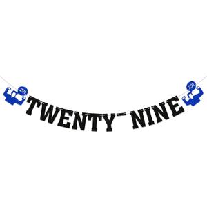 Twenty-Nine Banner - New Girl 29th Birthday Party Decorations, I'm 29 Folks, What's Up? Happy 29th Birthday Party Decorations Black Glitter