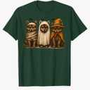 Retro Wolf Halloween Ghost Spooky Fall Vintage T-Shirt, M