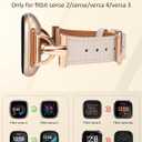 Wearlizer Leather Band Compatible with Fitbit Versa 4 Bands for Woman/Versa 3/Sense 2/Sense Bands Women, Dressy Leather Strap with D-Shape Metal Buckle Smartwatch Wristband