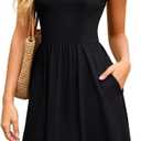 Berydress Sundresses for Women 2026 Vacation Summer Midi Dress Spaghetti Straps Flowy Boho Beach Dresses with Pockets, Small