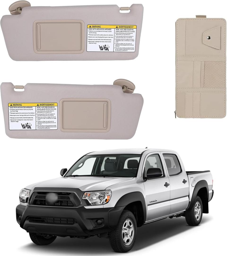 Sun Visor Left Driver and Right Passenger Side Beige Fits for Toyota Tacoma 2005-2012 with Storage Bag Fits 74320-35C10-B0, 74320-04181-B1
