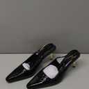 iiimmu Slingback Heels for Women 3.5 in / 4 in Kitten Heel Closed Toe Pumps Dress Shoes (11, Croc Pattern - Black)