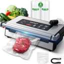 95Kpa Vacuum Sealer MachineUpgraded Commercial Food Vacuum Sealer, 14-in-1 Functions & Double Heat Seal, Stainless Steel, Large Icons,130W Dual Pumps(25L/Min Suction), Widened Easy-Lock Handle
