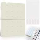 Refillable A5 Binder 6 Ring Cover for Planner Journal Budget Notebook Making with 300 PCS Binder Sheet Converter Sticker, Loose Leaf Cover with 20mm Inner Diameter Ring (Perforated-Beige)