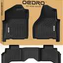OEDRO Floor Mats Fit for 2002-2008 Dodge Ram 1500 Quad Cab, 2003-2009 Dodge Ram 2500/3500 Quad Cab, All Weather Floor Liners Unique Black TPE Front & 2nd Seat