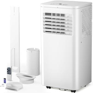 Antarctic Star 8000 BTU Portable Air Conditioner, 4-in-1 AC Unit with Cooling, Dehumidifier & Fan Modes, Sleep Mode, 24H Timer & Remote Control, Moving Wheels & Window Installation Kit