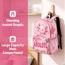 Axolotl Backpack for Girls, 16.5 Inch Axolotl Theme Bookbag with Adjustable Straps, Large Capacity School Cartoon Backpack
