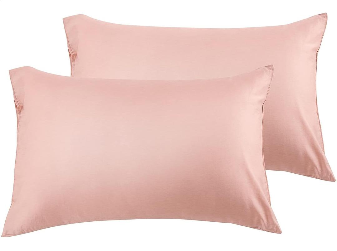 Warmstar Cotton Pillow Cases Standard Size Set of 2, 600 Thread Count Pillowcases 20x26 Inches, Soft Long Staple Cotton Pillowcases Breathable with Envelope Closure, Pink