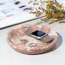 Small Natural Marble Jewelry Tray Key Plate Holder Dish Trinket Decor Catch All Bowl for Ring Earring Stone Gift for Women Daugther,Shell Pink,5.5"