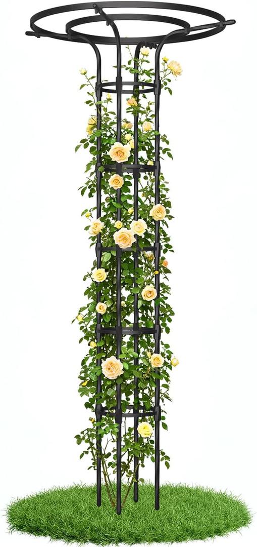 Garden Trellis for Climbing Plants Outdoor,84.6" Tall Umbrella Trellis,Height Adjustable Mushroom Top with Heavy Duty Twisted PE-Coated Metal Pipe for Potted Plants Vines Rose Clematis Vegetables