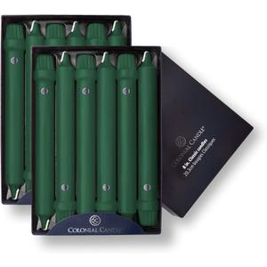 Colonial Candle Unscented Taper Candle, Classic Collection, Evergreen, 8 In, Pack of 12 - Up to 6 Hours Burn