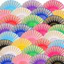 Geetery 30 Pcs Folding Hand Fan for Line Dancing Bulk Colorful Spanish Silk Fabric Clapping Popping Fans for Women Vintage Flower Boots on the Ground Fan Nurse Wedding Party(Elegant Colors,Embroidery)