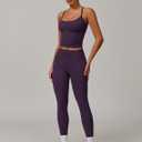 QBGJTD Womens Workout Sets Two Piece Cross Back Tank Top Matching High Waist Leggings Sets Gym Outfits Work Out Clothes (Purple, M)
