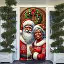 3 x BlissYard Christmas Door Cover 71x35 Inch Santa Claus Couple Door Banner, Merry Christmas Winter Porch Sign with Santa and Mrs Claus, Holiday Entry Decor Indoor Outdoor Farmhouse Party Hanging Cover