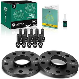 YHTAUTO 5x130mm Hubcentric Wheel Spacers 15mm Fits Audi, Porsche, Volkswagen Models: Q7, Cayenne, 911, Touareg, Boxster, Forged Tire Spacers 15mm with M14x1.5 Studs 71.6mm Hub Bore 2Pcs, Black (15 MM Thickness)