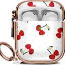 for Apple Airpods 2nd Generation Case,Soft Shockproof Airpods 2 Case Cute Cover for Girls Women with Keychain for Airpods 2nd/1st Cases with Lock,Cherry Dot