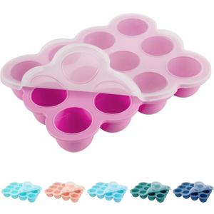 Baby Food Storage 12 x 1.5OZ Silicone Freezer Tray with Lid, Food Grade Silicone Containers for Purees & Vegetables Pink