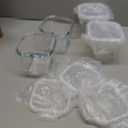 Soup Containers with Lids Glass 32 oz, 4 Cup Borosilicate Glass Food Storage Containers, Microwave & Freezer Safe Jars, Small Square Meal Prep Bowl for Salad, Fruit, Lunch, Ice Cream, Travel, 4 Pack