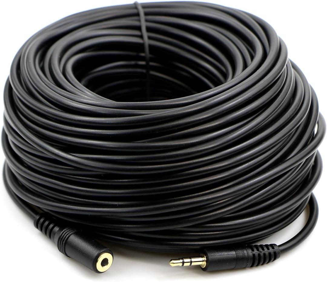 PASOW 3.5mm Stereo Male to Female Extension Audio Cable Cord (100 Feet)