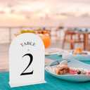 JOYIT Arch Wedding Table Numbers 1-10 with Stands Double-Sided Printed 5" X 7" Acrylic Signs with White Background and Black Text, Perfect for Wedding Receptions, Parties, Anniversaries, and Events