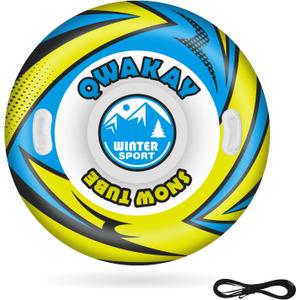 Qwakay Snow Tube for Sledding Heavy Duty - Snow Sled for Kids and Adult - Large Inflatable Sleds Snow Tubes with Towable Rope - Inner Tube Snow Sledding for Winter Outdoor Sport Fun, Size 47In-1P