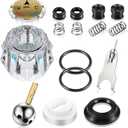 Acrylic Single Handle Trim Set, Complete Faucet Repair Kit Replacement Compatible with Delta 600 Series Shower Valve, Compatible with RP212 Stainless Steel Ball Valves (1 Pack,Knob)
